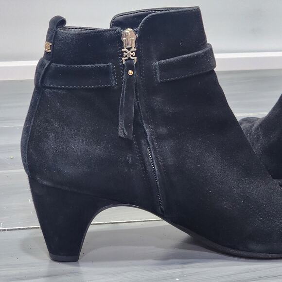 Sam Edelman Mandi Ankle Boots Black Suede Leather Buckle Detail Size 10 - Picture 3 of 10